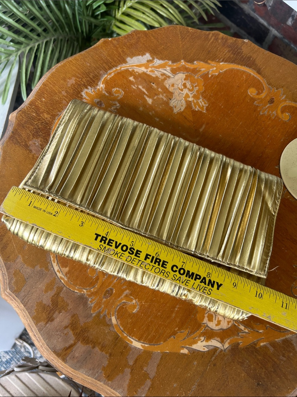 Gold Pleated Evening Clutch - Crossbody - Picture 4 of 8